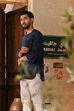 The Akar Kita Men 3/4 Sleeve Kurta - Nature Navy