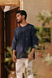 The Akar Kita Men 3/4 Sleeve Kurta - Nature Navy