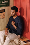 The Akar Kita Men 3/4 Sleeve Kurta - Nature Navy