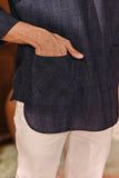 The Akar Kita Men 3/4 Sleeve Kurta - Nature Navy