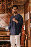 The Akar Kita Men 3/4 Sleeve Kurta - Nature Navy