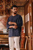 The Akar Kita Men 3/4 Sleeve Kurta - Nature Navy