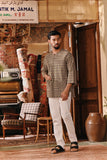 The Akar Kita Men 3/4 Sleeve Kurta - Evergreen Grid