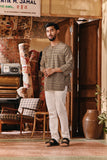 The Akar Kita Men 3/4 Sleeve Kurta - Evergreen Grid