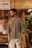 The Akar Kita Men 3/4 Sleeve Kurta - Evergreen Grid