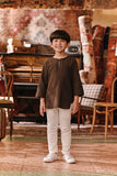 The Akar Kita 3/4 Sleeve Kurta - Brown Dash