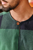 The Akar Kita Men 3/4 Sleeve Kurta - Green Square