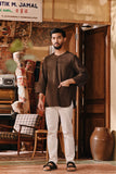 The Akar Kita Men 3/4 Sleeve Kurta - Brown Dash