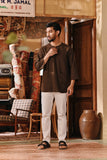 The Akar Kita Men 3/4 Sleeve Kurta - Brown Dash