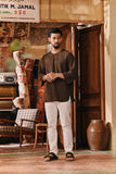 The Akar Kita Men 3/4 Sleeve Kurta - Brown Dash