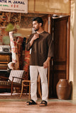 The Akar Kita Men 3/4 Sleeve Kurta - Brown Dash