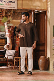 The Akar Kita Men 3/4 Sleeve Kurta - Brown Dash