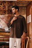 The Akar Kita Men 3/4 Sleeve Kurta - Brown Dash