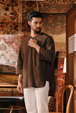 The Akar Kita Men 3/4 Sleeve Kurta - Brown Dash