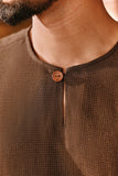 The Akar Kita Men 3/4 Sleeve Kurta - Brown Dash