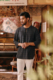 The Akar Kita Men 3/4 Sleeve Kurta - Grey Harvest