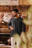 The Akar Kita Men 3/4 Sleeve Kurta - Grey Harvest