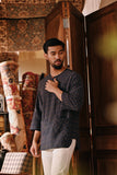 The Akar Kita Men 3/4 Sleeve Kurta - Grey Harvest