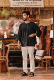 The Akar Kita Men 3/4 Sleeve Kurta - Black Dash