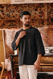 The Akar Kita Men 3/4 Sleeve Kurta - Black Dash