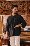 The Akar Kita Men 3/4 Sleeve Kurta - Black Dash