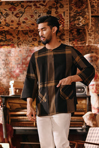 The Akar Kita Men 3/4 Sleeve Kurta - Rustique