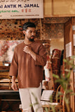 The Akar Kita Men 3/4 Sleeve Kurta - Brownflux