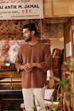 The Akar Kita Men 3/4 Sleeve Kurta - Brownflux