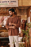 The Akar Kita Men 3/4 Sleeve Kurta - Brownflux