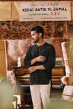 The Akar Kita Men 3/4 Sleeve Kurta - Black Harvest