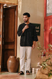 The Akar Kita Men 3/4 Sleeve Kurta - Black Harvest