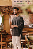 The Akar Kita Men 3/4 Sleeve Kurta - Nature Black