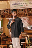 The Akar Kita Men 3/4 Sleeve Kurta - Nature Black