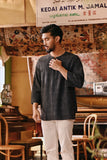 The Akar Kita Men 3/4 Sleeve Kurta - Nature Black