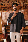 The Akar Kita Men 3/4 Sleeve Kurta - Nature Black