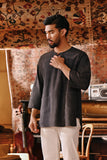 The Akar Kita Men 3/4 Sleeve Kurta - Nature Black