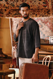 The Akar Kita Men 3/4 Sleeve Kurta - Nature Black