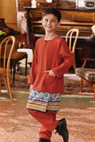 The Akar Kita Baju Melayu Teluk Belanga - Mandarin Red