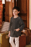 The Akar Kita 3/4 Sleeve Kurta - Black Streak