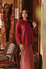 The Akar Kita Women Kedah Blouse Top - Ruby Harvest