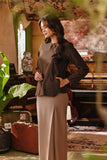 The Akar Kita Women Kedah Blouse Top - Brown Dash