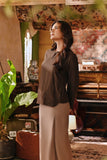 The Akar Kita Women Kedah Blouse Top - Brown Dash