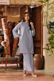 The Akar Kita Women Kurung Riau Top - Blue Fog