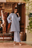 The Akar Kita Women Kurung Riau Top - Blue Fog