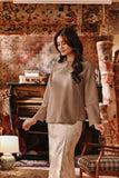 The Akar Kita Women Kedah Blouse Top - Silver Mink