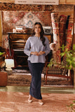 The Akar Kita Women Kedah Blouse Top - Denim Blue