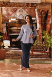 The Akar Kita Women Kedah Blouse Top - Denim Blue