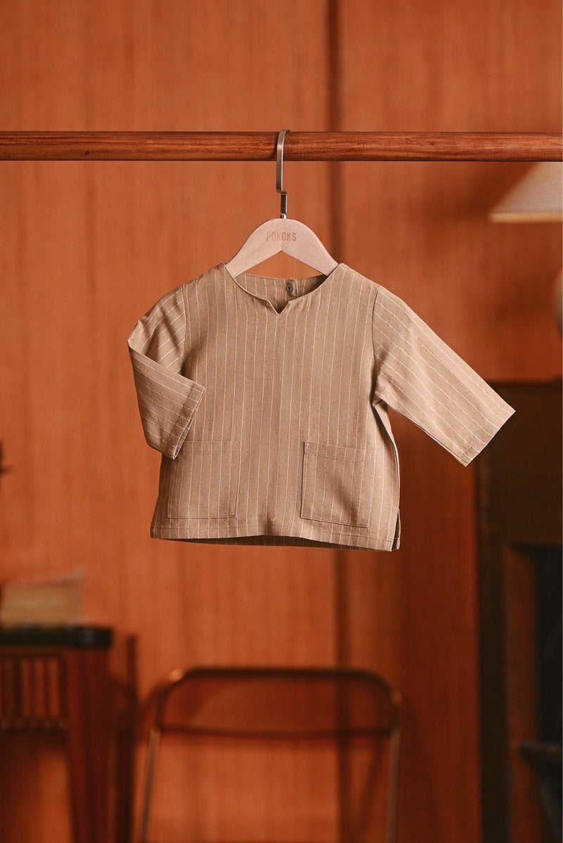 The Congkak Babies Kurta - Khaki Stripe