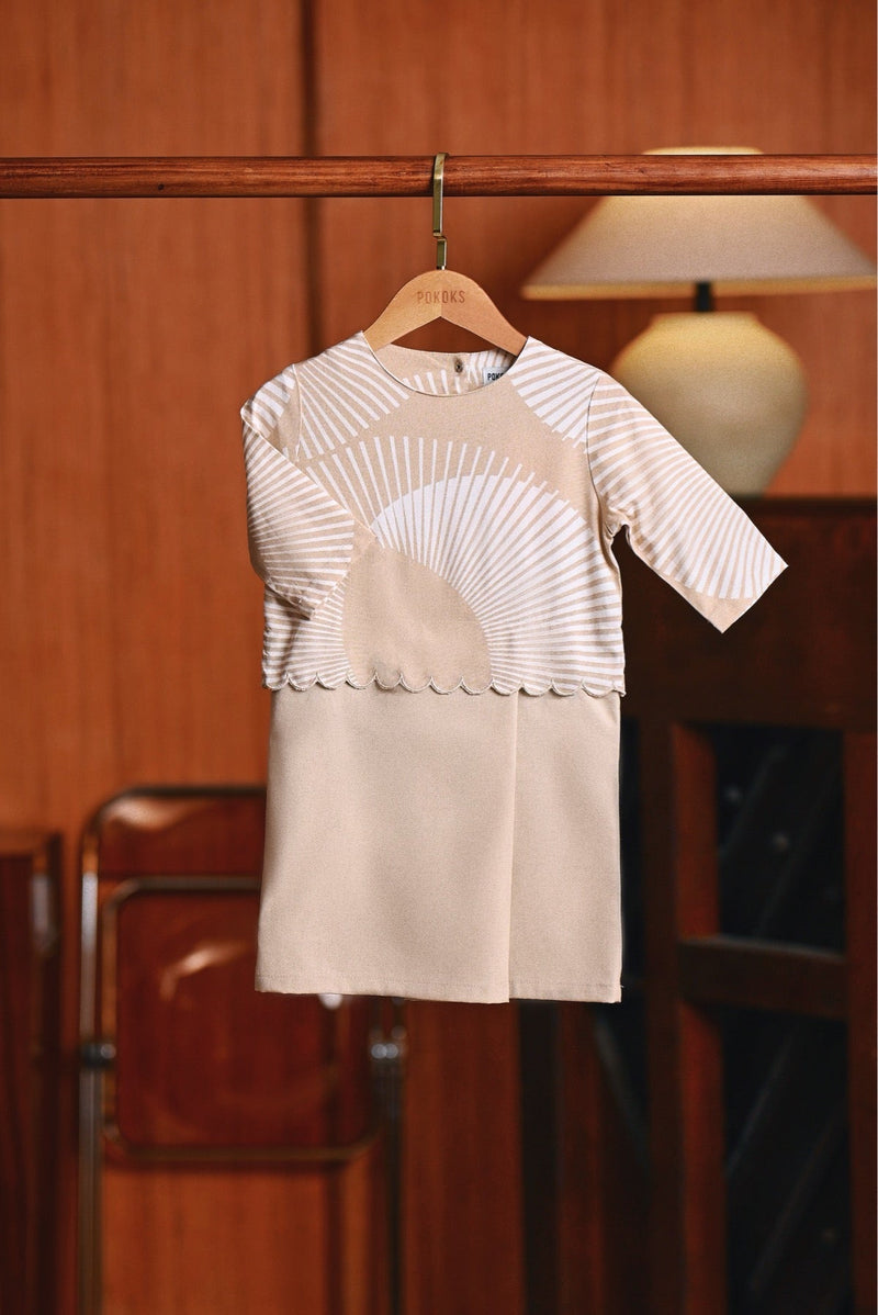 The Congkak Babies Scallop Kurung - Khaki