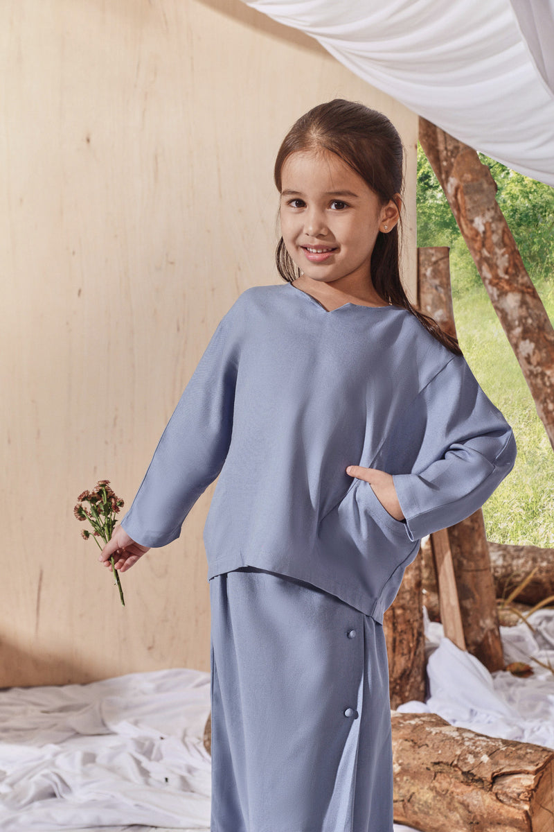 Light Pigeon Blue Colour Dolman Sleeve Blouse